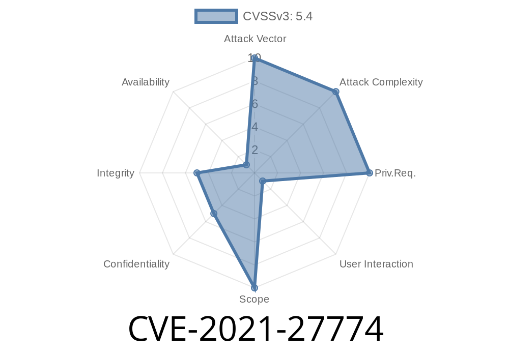 CVE-2021-27774 User input included in error response, which could be used in a phishing attack.