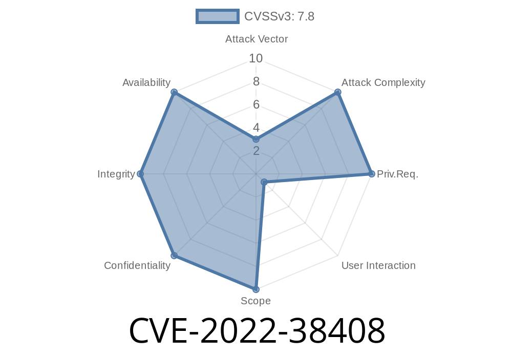 CVE-2022-38408 Adobes Illustrator versions 26.4 and earlier have a vulnerability that could allow arbitrary code execution.