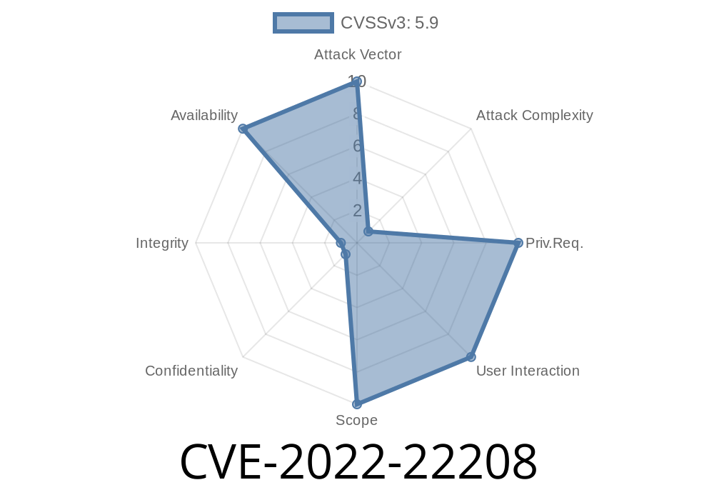 CVE-2022-22208 Routing Protocol Daemon (rdp) Use After Free vulnerability allows an unauthenticated network attacker to Denial of Service.